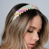 Diadema Tejida Multicolor Boreal - Bambú Rosa Joyas y Accesorios